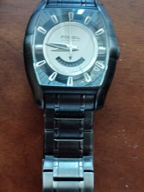 Fossil Men's Stainless Steel Black and Silver Bracelet Watch